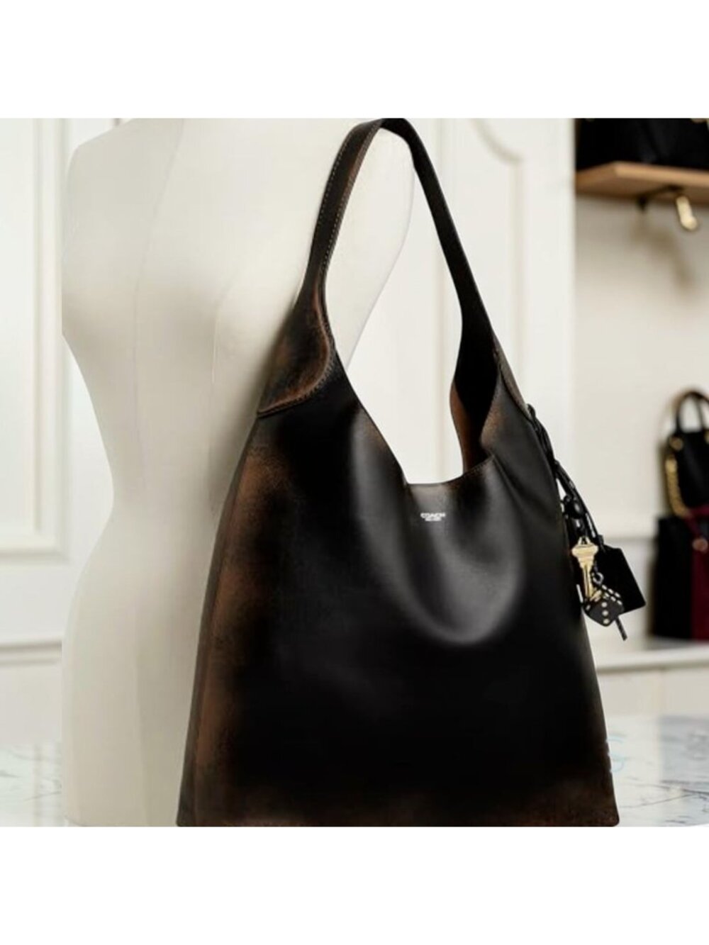 NEW!  COACH Loved Leather Brooklyn 39 Hobo Tote Bag with Bag Charm 623A330P - Picture 4 of 12
